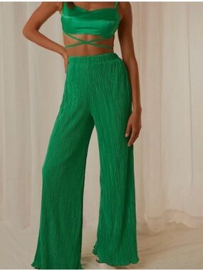 Peppermayo Crop Top and Plisse Pant Set